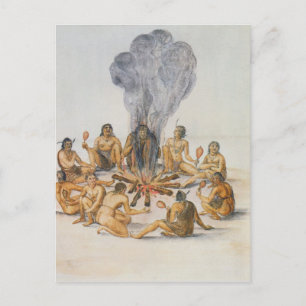 Carte Postale Des Indiens encerclent un incendie