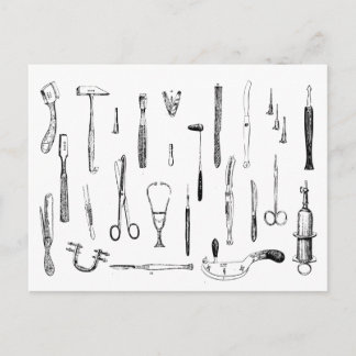 carte postale des instruments médicaux vintages