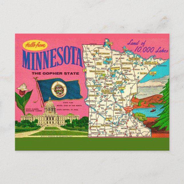 Carte postale des lacs du Minnesota  (Devant)