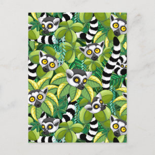 Carte Postale Des lémuriens de Madagascar dans la jungle exotiqu