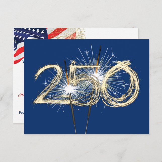 Carte Postale Des lueurs de fête pour le 250e anniversaire de l' (Devant / Derrière)