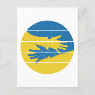 Carte Postale Des mains minimalistes pour soutenir l'Ukraine, sa