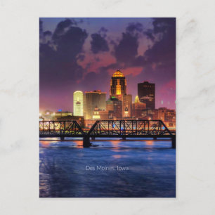 Carte Postale Des Moines, Iowa, paysage urbain