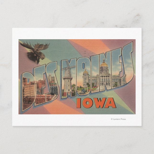 Carte Postale Des Moines, Iowa (tête d'orignal) (Devant)