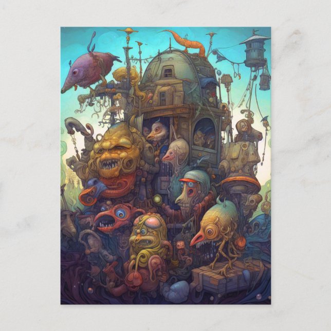 Carte Postale Des monstres étranges Créations Art Surreal (Devant)