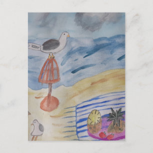 Carte postale des mouettes sur la plage