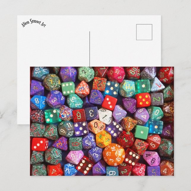Carte Postale dés multicolores (Devant / Derrière)