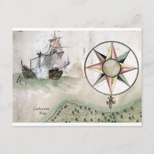Carte Postale Des pirates engagent la Marine royale sur la côte