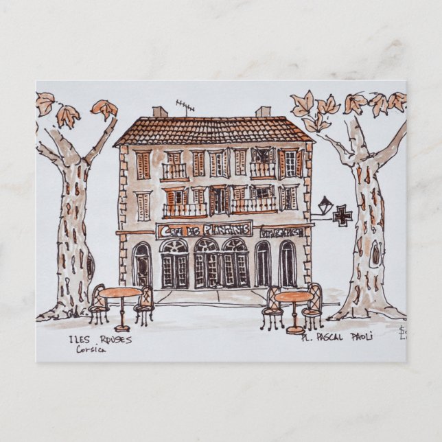 Carte Postale des platens, Place Paoli, | L'Île Rousse, Corse (Devant)