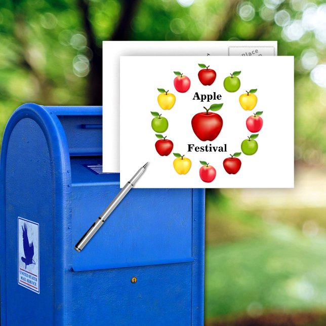 Carte postale des Pommes (Apples Postcard. Personalize with your custom text. Red & Yellow Delicious, Granny Smith, Pink Lady)