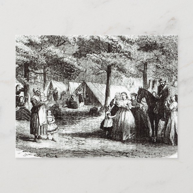 Carte Postale Des réfugiés du Sud campant dans les bois (Devant)