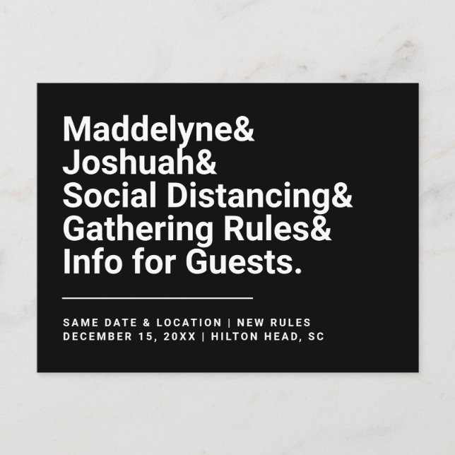 Carte postale des règles de sécurité de distanciat (Devant)