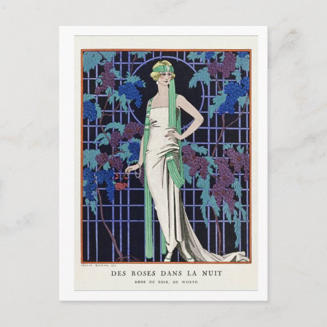 Carte Postale Des robes dans la nuit : par Barbier (Devant)