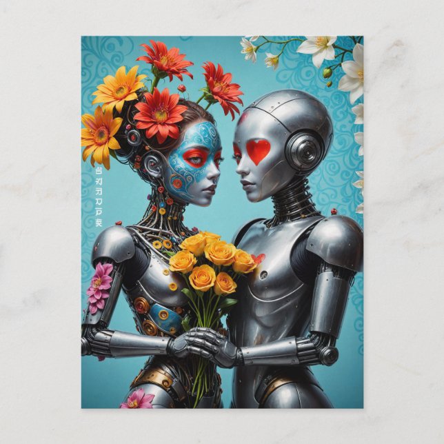 Carte Postale Des robots amoureux (Devant)