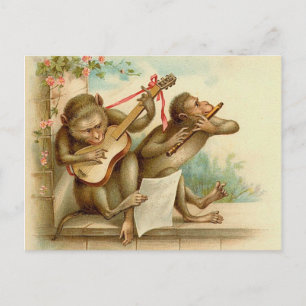 Carte postale des singes de musique vintage