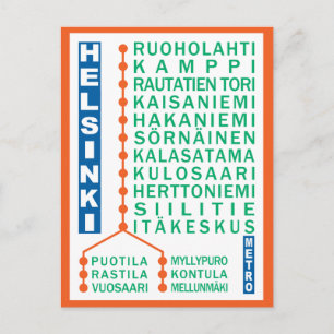 Carte postale des stations de métro Helsinki