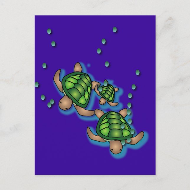 Carte postale des tortues de mer profondes (Devant)