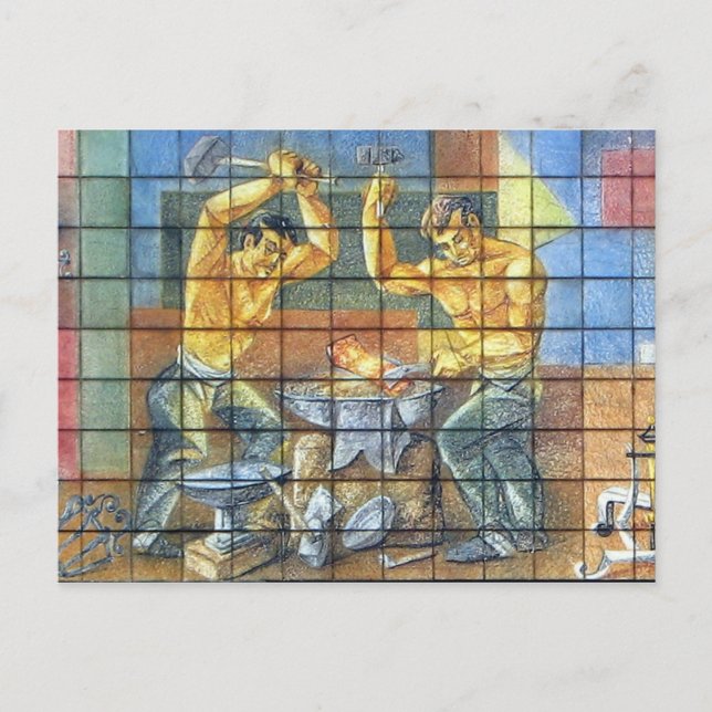 Carte postale des travailleurs du fer (Devant)