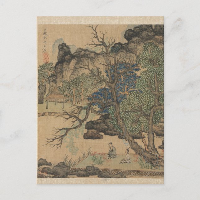 Carte Postale Des universitaires dans un jardin par Chen Hongsho (Devant)