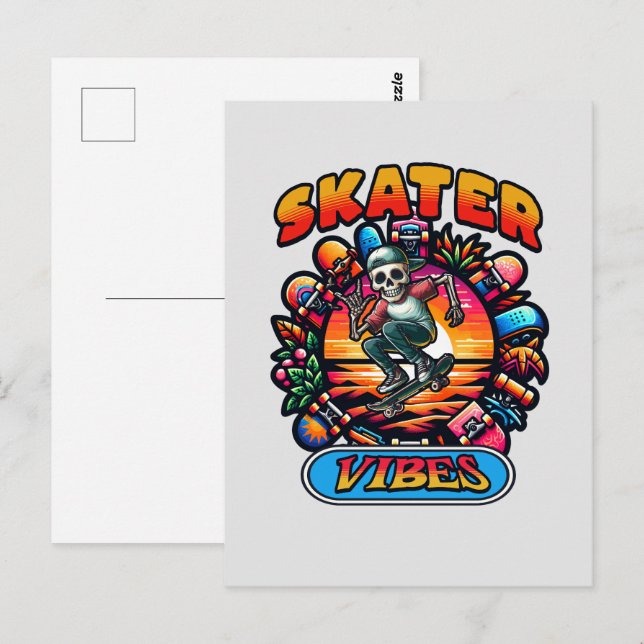 CARTE POSTALE DES VIBES DE SKATER ! (Devant / Derrière)