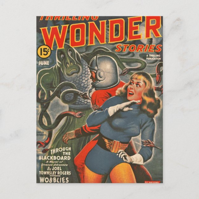 Carte Postale Des voyageurs spatiaux attaqués par le monstre Ten (Devant)