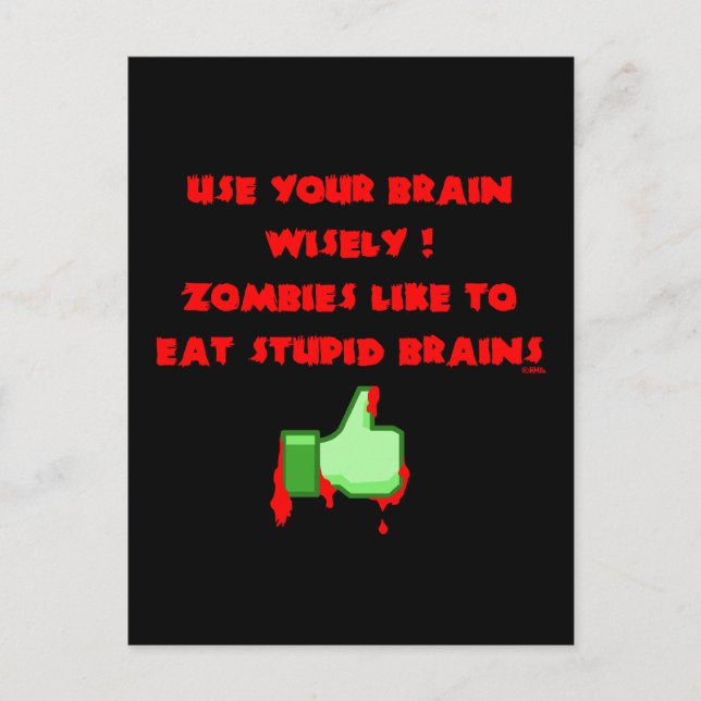 Carte Postale Des zombies comme des cerveaux stupides (Devant)