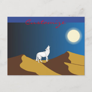 Carte Postale Desert Coyote Howling Pleine lune Thunder_Cove