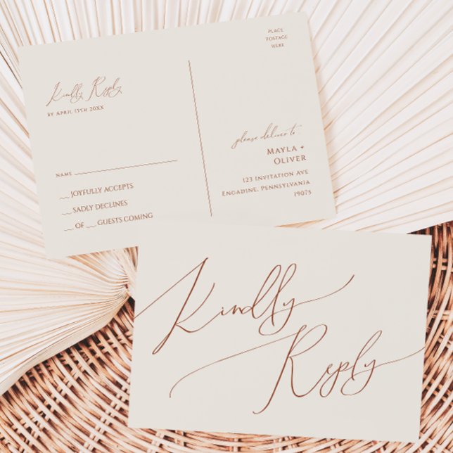 Carte Postale Désert de Whimsical | Mariage beige RSVP (Créateur téléchargé)