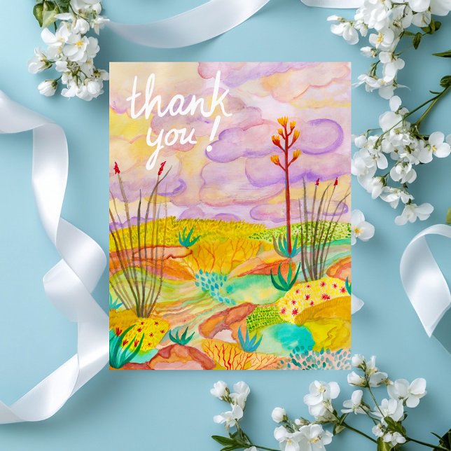 Carte Postale Desert Dreams Watercolor Nouveau Mexique Merci! (Desert Dreams Watercolor New Mexico Thank you! Postcard
)