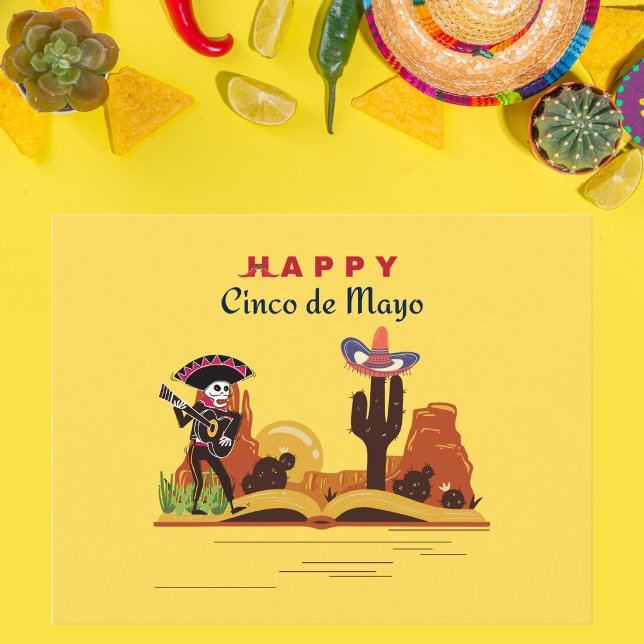 Carte Postale Désert Mariachi Skeleton Cinco de Mayo (Créateur téléchargé)