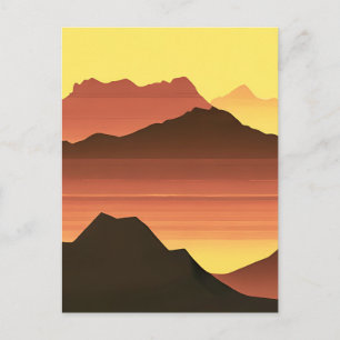 Carte Postale Desert Mountain Sunset Orange et Brown
