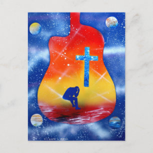 Carte Postale Désespérer peinture spraypeinture, guitare & croix