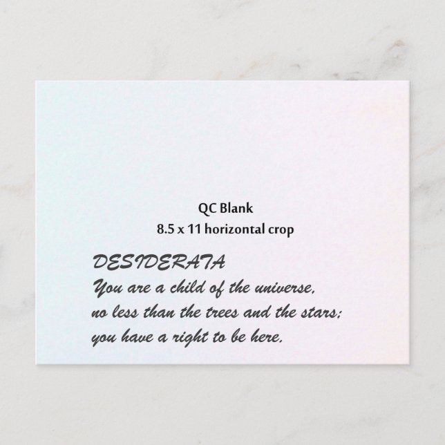 Carte postale DESIDERATA (Devant)