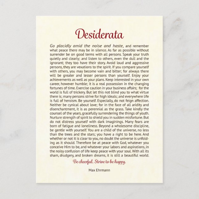 Carte postale Desiderata | Mini art Desiderata (Devant)