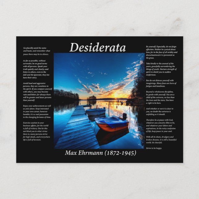 Carte Postale Desiderata petits bateaux attachés à un quai sur l (Devant)