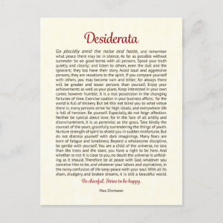 Carte Postale Desiderata Postcard | Desiderata Mini Art