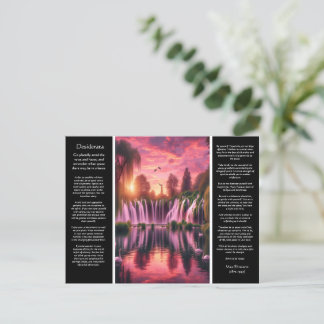 Carte Postale Desiderata rose et or, moelleux et cygnes