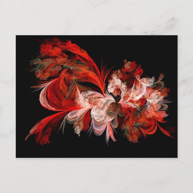 Carte Postale Design abstrait rouge et blanc sur noir (Devant)