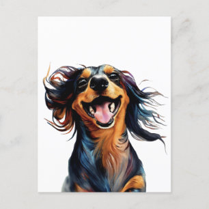 Carte Postale Design amusant et jouant Dachshund