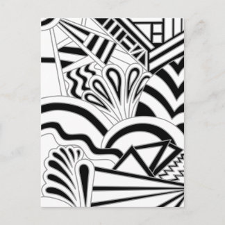 Carte Postale Design Art Déco Monochrome.
