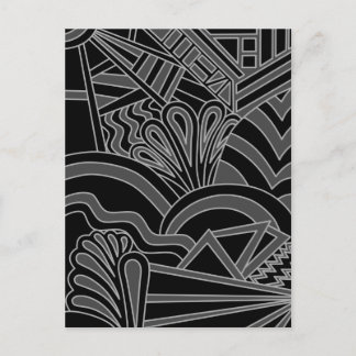 Carte Postale Design Art déco noir et gris.