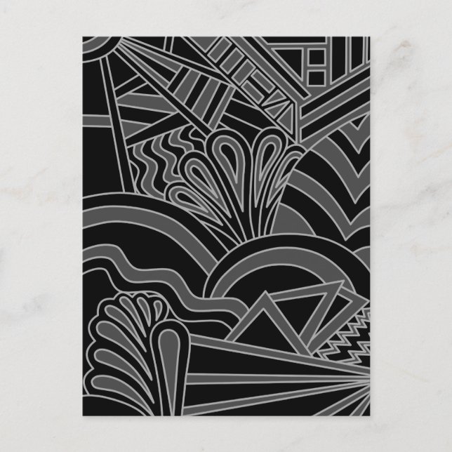 Carte Postale Design Art déco noir et gris. (Devant)