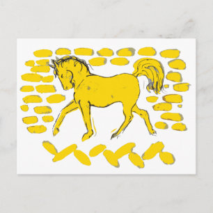 Carte Postale Design Cheval Jaune