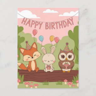 Carte Postale Design d'anniversaire des enfants mignons avec ren