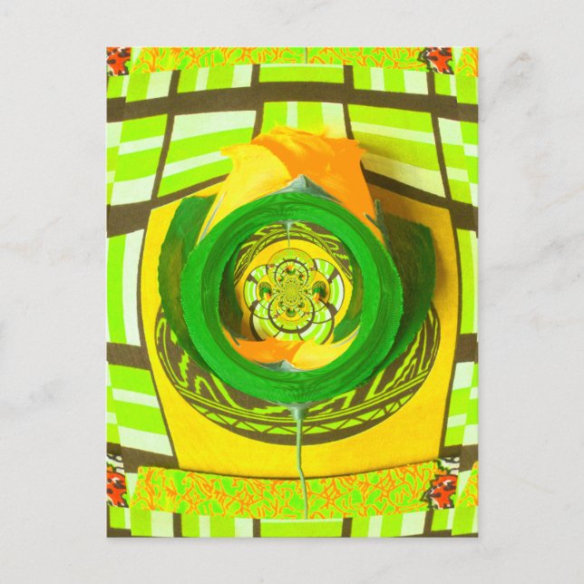 Carte Postale Design d'art à couper le souffle rose jaune Kaleid (Devant)