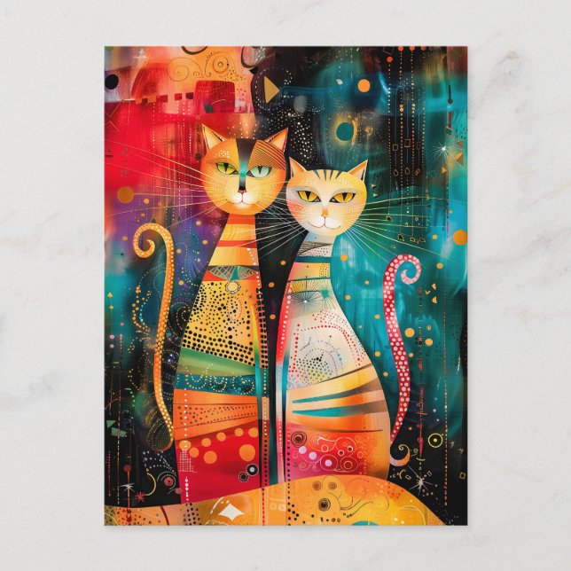 Carte Postale Design de chat moderne dans une galaxie cosmique (Devant)