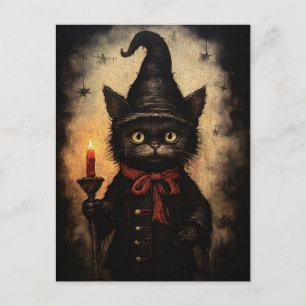 Carte Postale Design de chat noir foncé pour Halloween, Goth & O