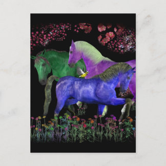 Carte Postale Design de cheval de couleur fantastique, dos noir