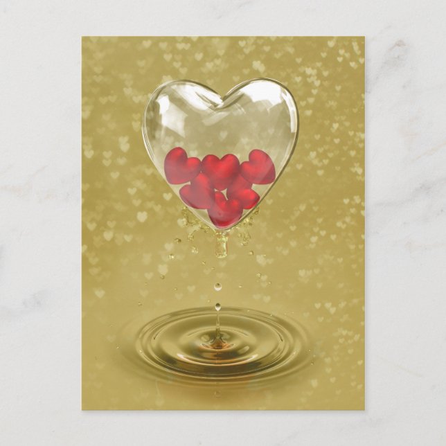 Carte Postale Design de coeur en verre romantique (Devant)
