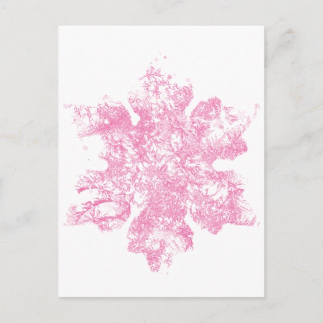 Carte Postale Design de flocon de neige rose givré (Devant)